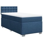 vidaXL Sommier à lattes de lit avec matelas Bleu 90x200 cm Tissu