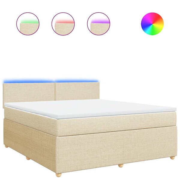 vidaXL Sommier à lattes de lit avec matelas Crème 180x200 cm Tissu