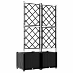 vidaXL Bac à fleurs avec Treillis 2 Pièces Noir 80 x 40 x 143 cm PP