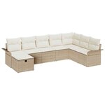 vidaXL Ensemble de canapé de jardin 8 Pièces Beige Poly rotin