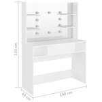 vidaXL Table de maquillage avec éclairage LED 100x40x135 cm MDF Blanc