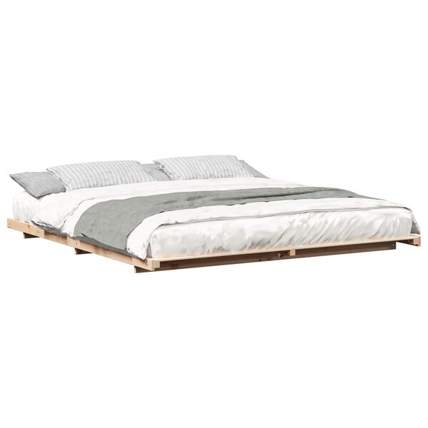 vidaXL Cadre de lit surélevé Marron 200 x 200 cm Bois massif en pin