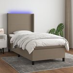vidaXL Sommier à lattes de lit matelas et LED Taupe 90x200 cm Tissu