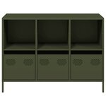 vidaXL Buffet vert olive 101 5x39x73 5 cm acier laminé à froid