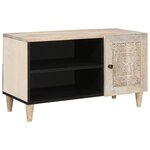 vidaXL Meuble TV Blanc 80 x 33 x 46 cm bois de manguier massif