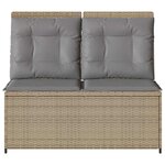 vidaXL Banc inclinable de jardin avec coussins beige résine tressée