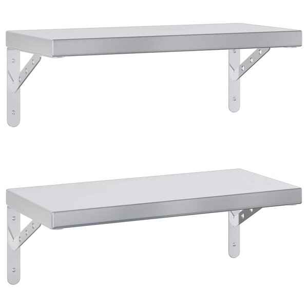 vidaXL Étagères murales 2 Pièces 50x23 5 cm argenté acier inoxydable