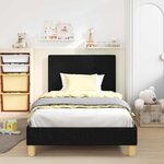 vidaXL Cadre de lit pour enfants avec tête de lit Noir 90 x 200 cm