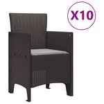 vidaXL Ensemble de Salle à Manger de Jardin de 11 Pièces avec Coussins Marron Rattan Poly