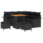Canapé de jardin 8 pièces avec coussins  noir  poly rotin  acacia