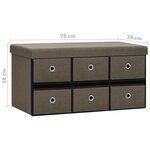 Banc banquette de rangement pliable marron 76 x 38 x 38 cm fau x lin 02_0010734