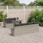 vidaXL Ensemble de canapé de jardin 8 Pièces Gris clair Poly rotin
