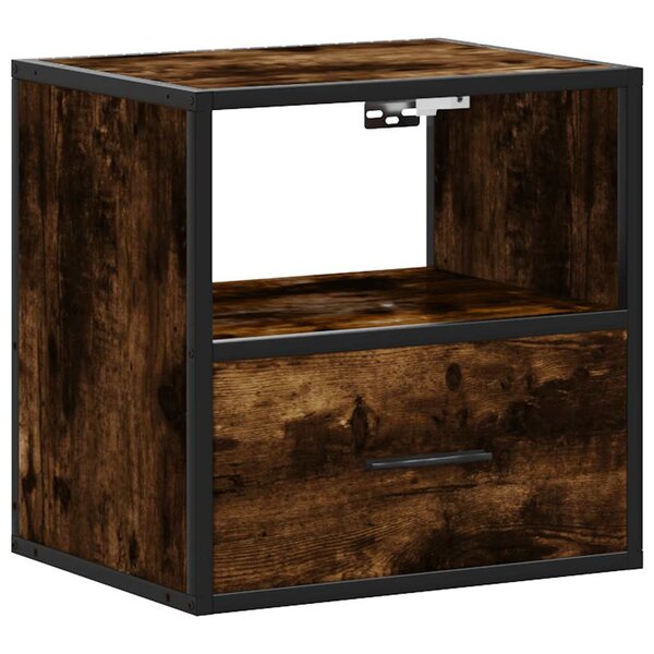 vidaXL Table de chevet murale Chêne fumé 40x31x39 5 cm