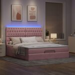 vidaXL Cadre de lit ottoman avec matelas rose 180x200 cm velours