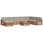 vidaXL Ensemble de canapés d'extérieur 9 pc Gris Naturel et Clair