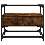 vidaXL Meuble TV avec dessus en verre chêne fumé bois d'ingénierie