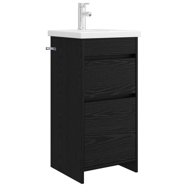vidaXL Meuble de salle de bain avec évier Chêne noir 42 x 40 x 84 5 cm