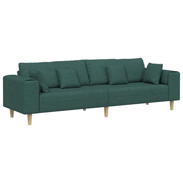 vidaXL Canapé avec coussin Vert foncé 250 x 77 x 76 cm tissu