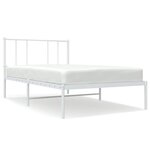 vidaXL Cadre de lit métal sans matelas avec tête de lit blanc 90x190cm