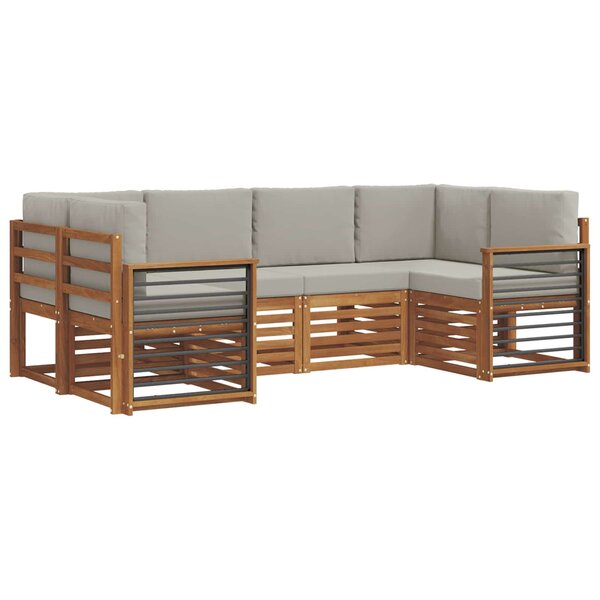 vidaXL Ensemble de canapés d'extérieur 6 pc Gris Naturel et Clair