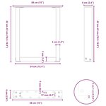 vidaXL Pieds de table basse en U 2 pièces Noir 38 x (42-43) cm Acier