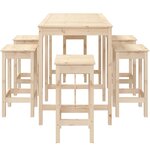 vidaXL Ensemble de bar de jardin 7 Pièces Bois de pin massif