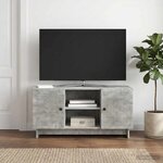 vidaXL Meuble TV 102 x 34 5 x 50 cm Gris béton Bois d'ingénierie