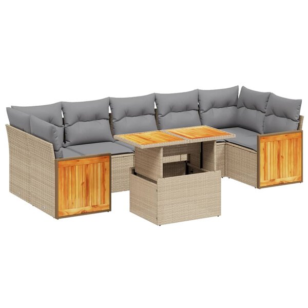 vidaXL Salon de jardin avec coussins 8 Pièces beige résine tressée
