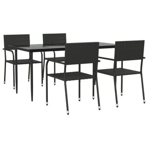 vidaXL Ensemble à manger de jardin 5 Pièces Noir Résine tressée