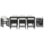 Ensemble de salle à manger de jardin vidaXL de 9 pièces avec coussins en poly rotin noir