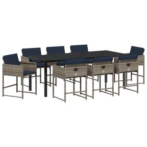 vidaXL Ensemble de salle à manger pour jardin 9 Pièces Gris polyrotin