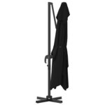 vidaXL Parasol Roma à Bras Déporté Noir et Noir 352 x 251 x 260 cm