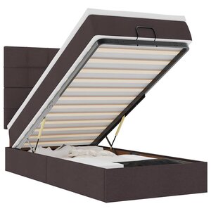 vidaXL Lit ottoman avec matelas marron foncé 100x200 cm tissu