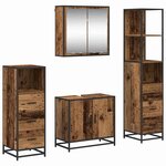 vidaXL Ensemble de mobilier de salle de bain 4 Pièces Bois Ancien