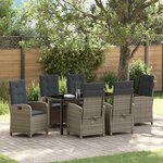 vidaXL Ensemble de salle à manger pour jardin 7 Pièces Gris polyrotin