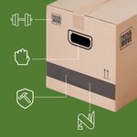 Pack and Move - Lot 50 cartons déménagement stockage standard - 60 x 30 x 30 cm - Poignées renforcées - 1 adhésif offert