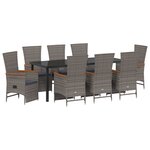 vidaXL Ensemble jardin 9 pièces avec coussins gris en poly rattan