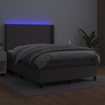 vidaXL Sommier à lattes de lit matelas LED Gris 140x200 cm Similicuir