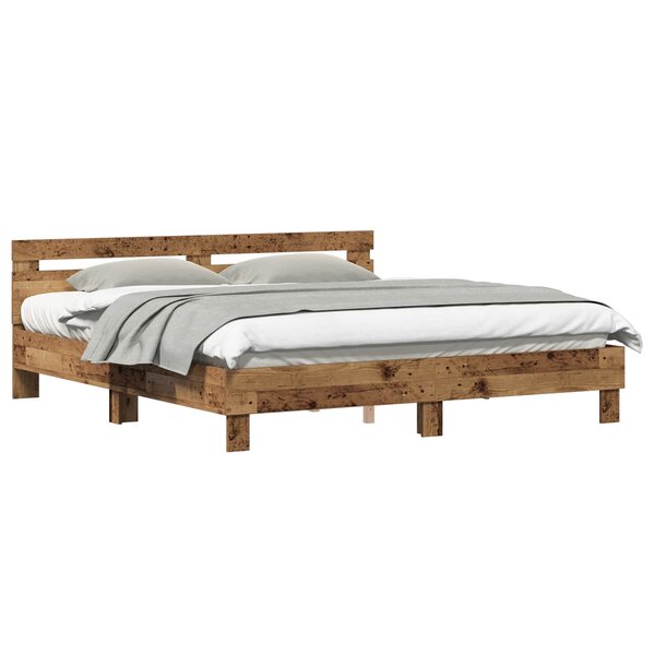 vidaXL Cadre de lit Bois ancien 203 x 185 x 70 cm Bois d'ingénierie