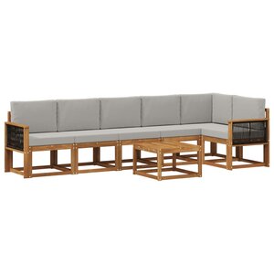 vidaXL Ensemble de canapés d'extérieur 7 pc Naturel et gris clair
