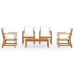 vidaXL Salon de jardin 5 Pièces avec coussin Bois d'acacia solide