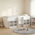 vidaXL Cadre de lit en loft avec armoire 3 Pièces Blanc Bois d'ingénierie