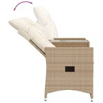 vidaXL Canapé de jardin inclinable 2 places avec table beige rotin