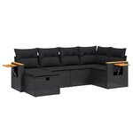 vidaXL Salon de jardin 6 Pièces avec coussins noir résine tressée