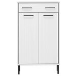 vidaXL Étagère à chaussures et pieds en métal Blanc Bois de pin OSLO