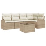 Ensemble de 6 pièces de canapés de jardin avec coussins en poly rotin marron