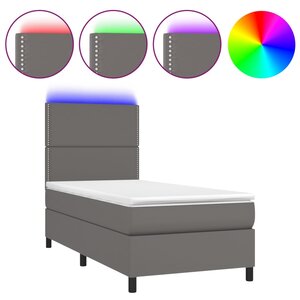 vidaXL Sommier à lattes de lit avec matelas et LED Gris 100x200 cm
