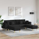 vidaXL Canapé avec coussin 3 Pièces Noir tissu