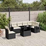 vidaXL Salon de jardin 7 Pièces avec coussins noir résine tressée