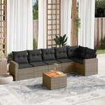 vidaXL Salon de jardin avec coussins 7 Pièces gris résine tressée